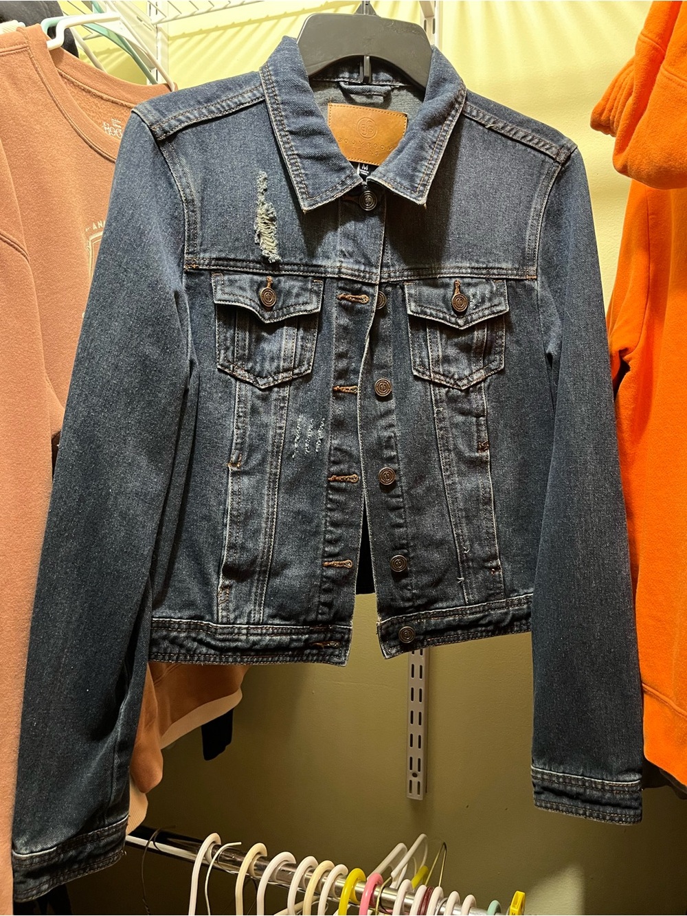 Boom Boom Jeans Dark Blue Distressed Denim Jacket